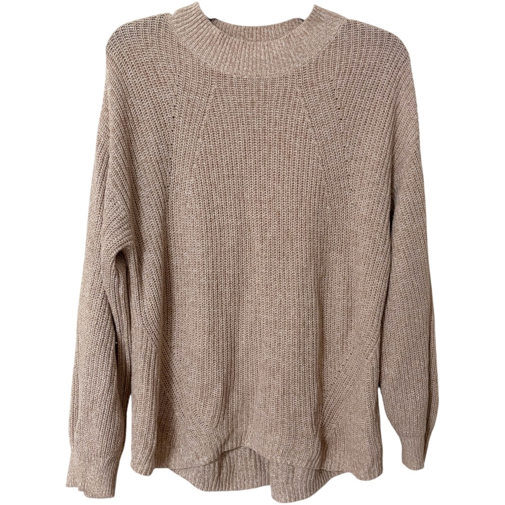 Old Navy Womens L Sweater Tan Knit Neutral Granola Capsule Minimalist Everyday